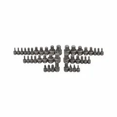 This hex bit socket set includes 41 pieces with drive sizes of 8mm, 12mm, and 16mm, plus SAE sizes for a total of 50 pieces. The fixed insert design allows for driving hex fasteners in confined spaces. Suitable for automotive repair, machinery maintenance, and industrial assembly.