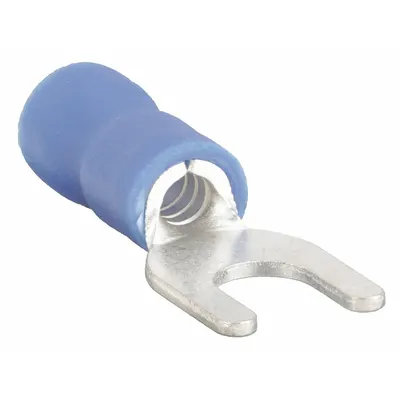 OEM Fork Terminals: Blue, Vinyl, #8 Stud Size, 16 AWG – 14 AWG Wire Range, Std Fork - Insulated Fork Terminals