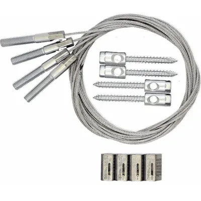 DURODYNE Suspension Kit: 5 ft Cable Lg, WC4 Cable Size, 3/8 in Fitting Size, Threaded Stud - Struts and Mounting Kits