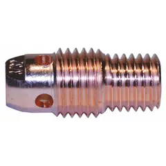 Collet body for plasma cutting torches, designed to hold and align electrodes with a maximum diameter of 1/8 inch. Sold in a pack of 5. Used in arc welding applications to maintain electrode positioning and arc stability.