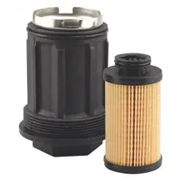 Cartridge DEF filter with cellulose media, 1 11/16 in outside diameter and 3 3/8 in overall height. Designed for use in selective catalytic reduction systems on Mercedes-Benz buses to remove contaminants from diesel exhaust fluid