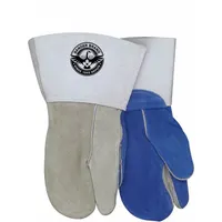 Welding Mitts: Wing Thumb, Gauntlet Cuff, Premium, Gray Cowhide, One Size Glove Size, 1-Finger, 1 PR (MPN 64-1-666B-1)