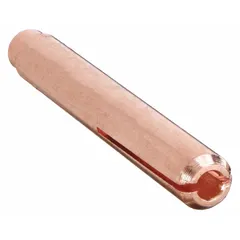 Gas lens collet designed for TIG welding torches, accommodating electrodes up to 3/32 in diameter. Improves gas coverage and reduces turbulence around the weld puddle. Suitable for precision welding applications requiring clean welds. Sold in a pack of 2.