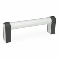 This load-rated straight-leg tubular pull handle features a rear-mount design with 23.62 in mounting hole center-to-center spacing. It is constructed with an anodized aluminum leg in silver finish and uses M8 screws for installation. Suitable for industrial enclosures, machinery doors, and access panels requiring a secure pulling point