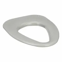 Standard institutional toilet seat in gray with overall width 14 3/4 inches and overall height 1 1/2 inches. Suitable for commercial and public restroom applications in high-traffic facilities