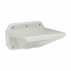 Wall-mounted polyethylene seat for one occupant, in Stone Gray. No arms. Meets UL 94 HB flammability rating and ISO 22196. Suitable for industrial, laboratory, or clean room environments where wall-mounted seating is required.