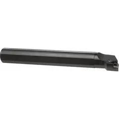 This indexable boring bar features a negative rake geometry and right-hand orientation, designed for internal turning operations such as enlarging holes, creating precise internal diameters, and finishing bores. It uses indexable inserts for efficient cutting in metalworking applications.