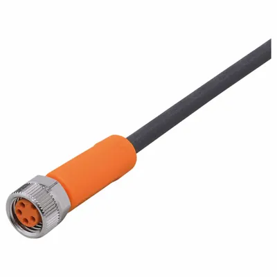 IFM Single-Ended Cordset: M8 Female Straight X Bare Wire, 4 Pins, Black, PUR - Single-Ended Cordsets with PUR Jacket for Twisting Applications