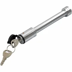 This chrome-plated receiver lock from BUYERS PRODUCTS secures receiver tubes on trailers and tow vehicles. The silver finish resists corrosion. Includes receiver tubes. Suitable for towing and trailer equipment applications.