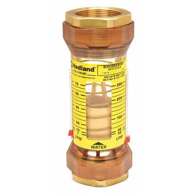 HEDLAND Mechanical Flowmeter: Flow Meter, Scale, Variable Area, Inline, Universal - Inline Flowmeters for Water
