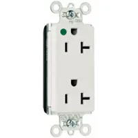PASS & SEYMOUR Receptacle: Hospital Grade, Decorator Duplex, 5-20R, White, 125V AC, 20 A (MPN PT26362HGW)