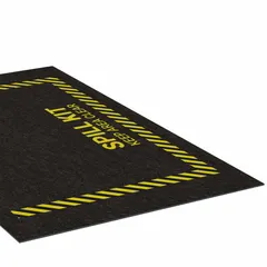 This 3 ft x 5 ft polypropylene entrance mat features an adhesive backing for secure placement. At 1/8 in thick, it is designed to absorb spills and trap dirt at facility entrances, helping to maintain clean, slip-resistant floors in industrial environments such as warehouses, manufacturing plants, and workshops.