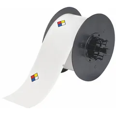 Vinyl precut label roll with a 2 1/4 in NFPA diamond and blank text area, measuring 2 1/4 in x 4 in. Acrylic adhesive for indoor/outdoor use. Compatible with S3700 printer series for on-demand hazard communication labeling.