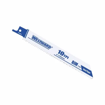 WESTWARD Reciprocating Saw Blade: 10 Teeth per Inch, 6 in Blade Lg, 1 mm Blade Thick - General Purpose Blades