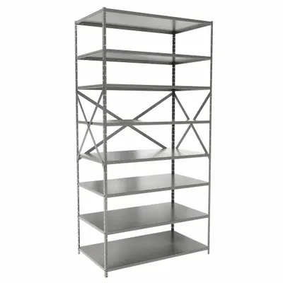 HALLOWELL Metal Shelving: Standalone, Medium-Duty, 48 in x 24 in, 84 in Overall Ht - Medium-Duty Standalone Open Metal Shelving