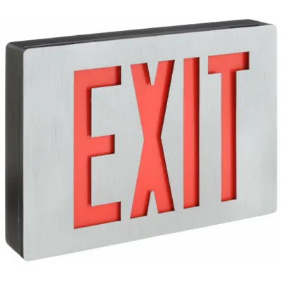 LITHONIA LIGHTING Exit Sign: LED, Black, Red, 1 Faces, Ceiling, Not Battery Powered - Aluminum Lighted Exit Signs