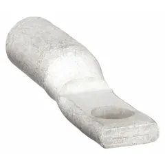 One-hole compression lug for terminating 2/0 AWG aluminum conductors. Features a 1/2 in stud size and is constructed from aluminum. Suitable for use in electrical power connections, panel building, and switchgear applications.
