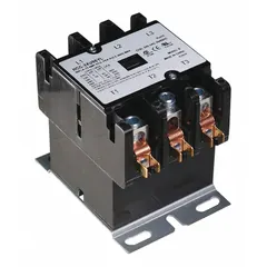 This contactor is used in HVACR systems to control electrical loads such as compressors, fan motors, and condenser units. It serves as a replacement component for commercial and industrial heating, ventilation, air conditioning, and refrigeration equipment.