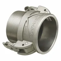 This Type B cam and groove fitting is constructed from stainless steel for corrosion resistance in fluid-handling systems. It features a 1 1/2" male NPT thread and a Nitrile gasket for secure, leak-resistant connections. Suitable for quick-connect hose or pipe applications in industrial environments
