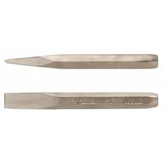 Aluminum bronze cold chisel with a 1 in blade width and 30 in overall length. Plain grip handle. Used for cutting and chipping metal in environments where non-sparking tools are required.