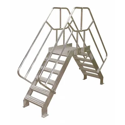 COTTERMAN Crossover Bridge: 2.7 ft Platform Ht, Aluminum, 500 lb Load Capacity - Easy Descent Crossover Bridges