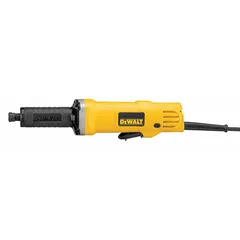 Straight corded die grinder for precision grinding, deburring, and surface finishing. Operates on 120V AC with a maximum speed of 25,000 RPM. Features a paddle switch and overall length of 14 inches.