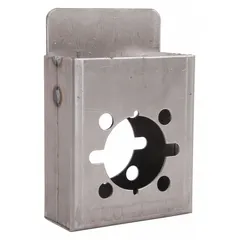 This steel gate box is designed for enclosing and protecting gate valves in piping systems. It features an unfinished silver finish, seven mounting holes for secure installation, and includes all necessary hardware. Suitable for applications requiring a weldable steel enclosure for valve access and maintenance.