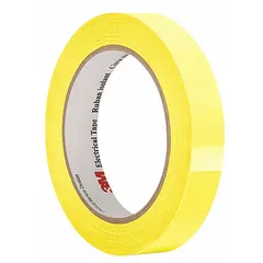 Polyester film tape with acrylic adhesive, 2 mil thick, yellow. Provides electrical insulation and mechanical protection for wires and cables in industrial environments where resistance to abrasion, punctures, and solvents is required.