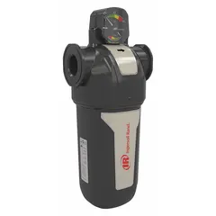 Particulate filter for removal of dirt and water from compressed air systems. Features a 1-micron filtration rating, 1 in NPT connection, flow capacity of 135 cfm, and maximum operating pressure of 250 psi. Aluminum body construction.