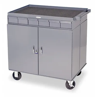 DURHAM MFG 2 Sided Mobile Cabinet Bench: 34 in x 24 in, Steel - Mobile Cabinet Benches with Open Storage, Drawers & Shelves