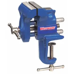 This portable vise features a cast iron construction with smooth jaws for clamping workpieces without marring surfaces. With a 2-1/2 inch jaw width and maximum opening, it is suited for light-duty tasks such as drilling, filing, and assembly in field service or hobbyist applications.
