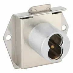 Latchbolt cabinet and drawer lock with vertical diamond design, compatible with Small Format Interchangeable Cores (SFIC). Body height 2 1/8 inches, width 1 7/8 inches. Core not included. Suitable for securing cabinets, drawers, and lockers in commercial and institutional settings.