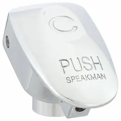 Chrome-finished brass push button handle for Speakman Metering Series faucets. Designed for cold water temperature only. Includes mounting screws. Suitable as a replacement handle in commercial or institutional metering faucet applications.