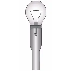 Solid clear incandescent lens for warning whip lights on fleet vehicles. Rated 2.4 to 12 W, with 1 in height and 1 in width. Protects bulb and directs light for safety visibility on trucks, trailers, and emergency vehicles.