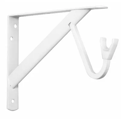 JOHN STERLING Shelf and Rod Bracket: 12 11/16 in Lg, 7 3/4 in Ht, 1 1/16 in Wd - Heavy Duty Shelf Brackets
