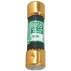 Class K5 fast-acting cylindrical fuse from the NON Series. Rated 500 mA at 250 V AC and 125 V DC. Non-indicating design. Provides overcurrent protection in industrial equipment such as control panels and motor starters.