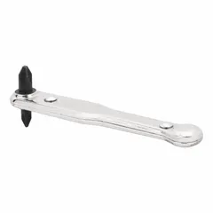 Offset multi-bit screwdriver with a fixed handle, designed for turning Phillips fasteners in confined spaces where a standard screwdriver cannot fit. Includes two tips: Phillips #1 and #2. Suitable for maintenance, assembly, and repair work.
