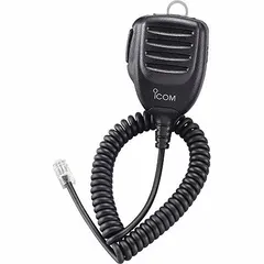 Hand microphone with push-to-talk function and 19-inch cord. Features a modular connector. Compatible with ICOM 2730A, ID5100A, and V3500 series radios. Color: black.