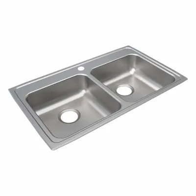 JUST MANUFACTURING Two-Bowl Drop-In Kitchen & Bar Sink - Two-Bowl Counter-Mounted Kitchen & Bar Sinks without Faucets