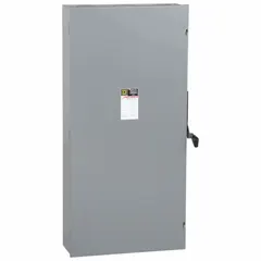 The SQUARE D D226N is a 600 A, single-phase, fusible safety switch rated for 240V AC. It features a galvanized steel enclosure designed for indoor use. This switch provides overcurrent protection and a visible disconnect for maintenance safety in industrial and commercial electrical systems.