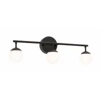 Pearl 3 Light LED Vanity: Black, 1,175 lm_1,500 lm, 3000K, 15 W, 120V AC, Dimmable, 24 in Lg (MPN PRLV2408L30D1BK)