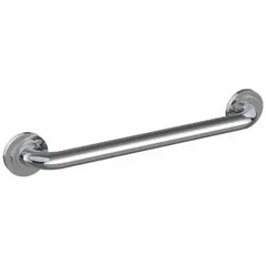 This straight grab bar is constructed of polished stainless steel with an antimicrobial finish. It measures 18 inches in length with a 1 1/4 inch diameter. Suitable for wall mounting in bathrooms, showers, and healthcare settings to provide support and stability.