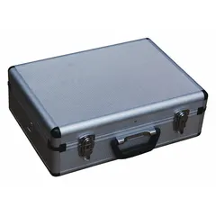 This suitcase-style case features a pick and pluck foam interior that can be customized to securely hold tools, instruments, or sensitive equipment. With inside dimensions of 13 1/8 in x 17 1/4 in x 3 5/8 in, it is carry-on size and has a recessed closure. The silver stationary exterior is suitable for industrial, field-service, and travel applications.