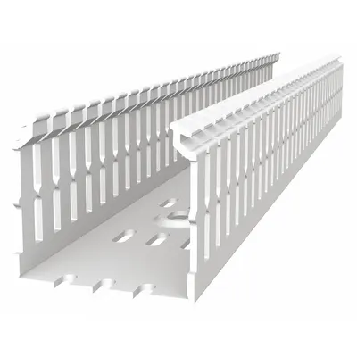 THOMAS & BETTS Wiring Duct: 4 in Nom Wd, 4.2 in Slot Ht, 4 in Nom Ht, 0.2 in Slot Wd, PVC - Screw-Mount Slotted Wiring Ducts & Snap-On Covers