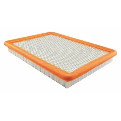 Rectangular panel engine air filter with an overall length of 11 29/32 inches. Designed for use in Saturn vehicles and buses to trap airborne contaminants and maintain clean airflow for engine combustion.