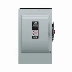 The Siemens GNF324RA is a 200 A non-fusible safety switch for single or three-phase 240V AC systems. Its galvanized steel enclosure is rated for outdoor use, providing a reliable means of disconnecting power for maintenance or emergency shutdown in industrial and commercial applications.