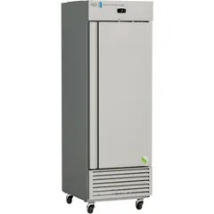 This upright general purpose lab freezer provides 25 cubic feet of storage capacity with a temperature range of -20°C to -15°C. It features an auto defrost method to minimize ice buildup and a right-hinged door. Suitable for storing biological samples, reagents, and pharmaceuticals in research, clinical, and industrial laboratory settings.