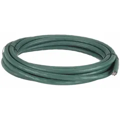 CHAINFLEX CF5 series control cable with 25 conductors of 14 AWG copper, 25 ft length, PVC jacket, and 600 V rating. Includes a ground conductor; conductors are color-coded black with white numbers. Oil and grease resistant. Minimum bend radius: 4 x OD fixed, 5 x OD flexible, 6.8 x OD for e-chain. CE certified. Suitable for continuous flexing in cable carriers and automated machinery.