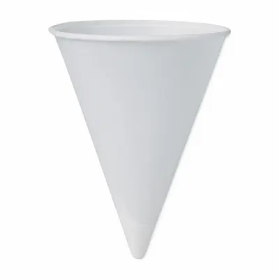 SOLO Disposable Cold Cup: 4 oz Capacity, White, Paper, Unwrapped, Patternless - Paper Cone Cold Cups