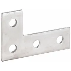 Corner plate with 4 holes, 9/16 in hole diameter, designed for 1 5/8 in strut channels. Made of 316 stainless steel. Used to join and reinforce strut channels at 90-degree angles in industrial framing systems.